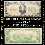 ***Auction Highlight*** 1928 $20 Gold Certificate Grades vf+ (fc)