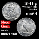 1941-p Walking Liberty Half Dollar 50c Grades Choice Unc