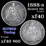1888-s Seated Liberty Dime 10c Grades xf