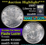 ***Auction Highlight*** 1897 Liberty Nickel 5c Graded GEM+ Unc by USCG (fc)