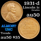 1931-d Lincoln Cent 1c Grades AU, Almost Unc