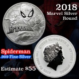 2018 Spiderman Limited Edition 1 oz. Marvel Silver Round Grades ms70, Perfection