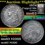 ***Auction Highlight*** 1834 Capped Bust Half Dollar 50c Graded Select Unc by USCG (fc)