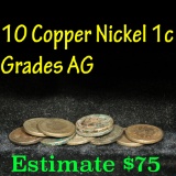 10 assorted copper nickel Indian cents 1859-1864 Grades ag, almost good