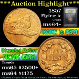 ***Auction Highlight*** 1857 Flying Eagle Cent 1c Graded Choice+ Unc by USCG (fc)