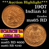 ***Auction Highlight*** 1907 Indian Cent 1c Grades GEM Unc RD (fc)