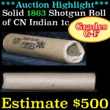 ***Auction Highlight*** Full 50 pc shotgun roll 1863 CN Indian Cent 1c grades g-vg (fc)