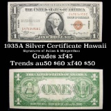 1935A $1 Silver Certificate Hawaii, Signatures of Julian & Morgenthau Grades xf+