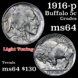 1916-p Buffalo Nickel 5c Grades Choice Unc