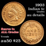 1903 Indian Cent 1c Grades AU Details