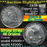 ***Auction Highlight*** 1838 Capped Bust Half Dollar 50c Graded Select+ Unc By USCG (fc)