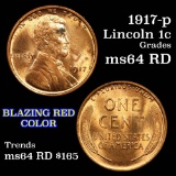 1917-p Lincoln Cent 1c Grades Choice Unc RD
