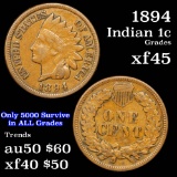 1894 Indian Cent 1c Grades xf+