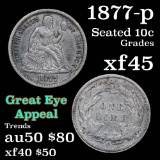 1877-p Seated Liberty Dime 10c Grades xf+