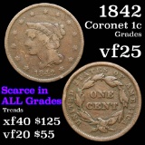 1842 Braided Hair Large Cent 1c Grades vf+