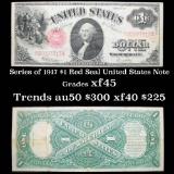 Series of 1917 $1 Red Seal United States Note Grades xf+ (fc)