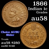 1866 Indian Cent 1c Grades Choice AU/BU Slider (fc)