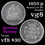 1853-p Seated Liberty Half Dime 1/2 10c Grades vg, very good