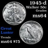 1945-d Walking Liberty Half Dollar 50c Grades Choice Unc