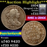 ***Auction Highlight*** 1804 Draped Bust Half Cent 1/2c Graded vf++ by USCG (fc)
