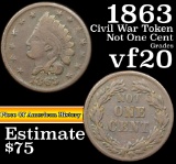 1863 Not One Cent Civil War Token Grades vf, very fine