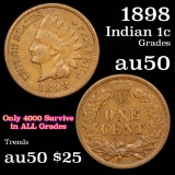 1898 Indian Cent 1c Grades AU, Almost Unc