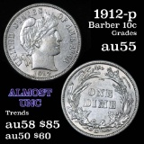 1912-p Barber Dime 10c Grades Choice AU