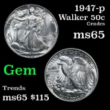1947-p Walking Liberty Half Dollar 50c Grades GEM Unc