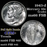1943-d Mercury Dime 10c Grades GEM+ FSB