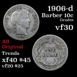 1906-d Barber Dime 10c Grades vf++