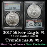 PCGS 2017 Silver Eagle Dollar $1 Graded ms69 By PCGS