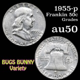 1955-p Franklin Half Dollar 50c Grades AU, Almost Unc
