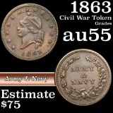 1863 Army & Navy, Cross swords Civil War Token Grades Choice AU