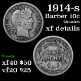1914-s Barber Dime 10c Grades xf details