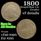 1800 Draped Bust Half Cent 1/2c Grades vf details