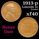 1913-p Lincoln Cent 1c Grades xf