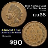 1863 Not One Cent Civil War Token Grades Choice AU/BU Slider