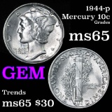 1944-p Mercury Dime 10c Grades GEM Unc