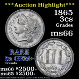 ***Auction Highlight*** 1865 3 Cent Silver 3cs Grades GEM+ Unc (fc)