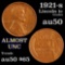 1921-s Lincoln Cent 1c Grades AU, Almost Unc