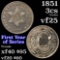 1851-o 3 Cent Silver 3cs Grades vf+