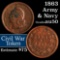 1863 Civil War Token; Army & Navy 1c Grades AU, Almost Unc