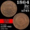 1864 2 Cent Piece 2c Grades xf+