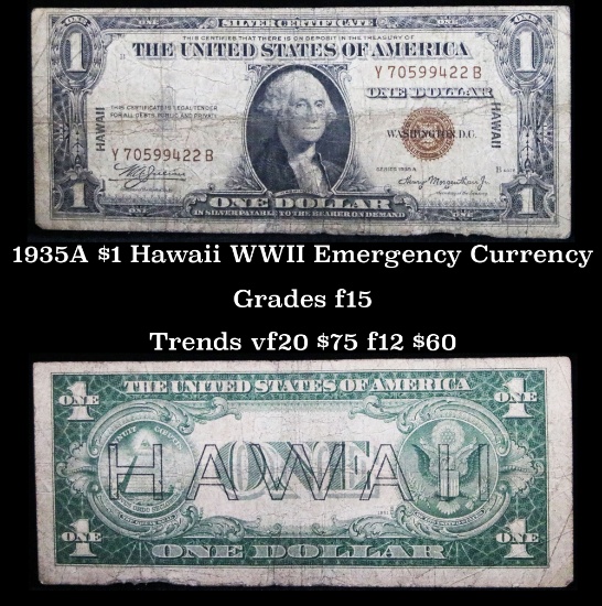 1935A Hawaii WWII Emergency Currency Grades Select Unc