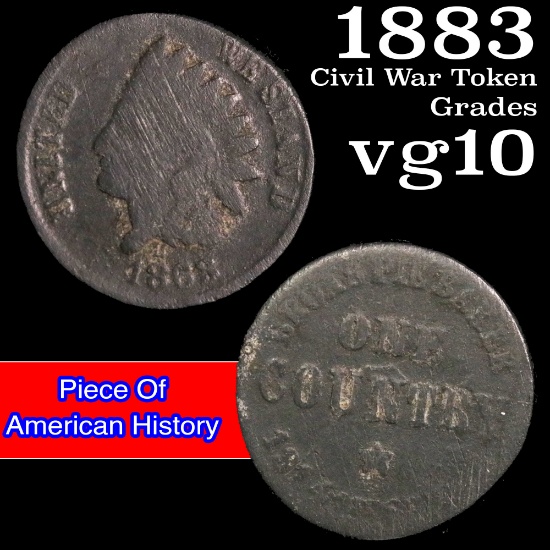 1863 Civil War Token; "Our Country" 1c Grades vg+