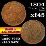 1804 Draped Bust Half Cent 1/2c Grades xf+