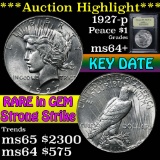 ***Auction Highlight*** 1927-p Peace Dollar $1 Graded Choice+ Unc by USCG (fc)