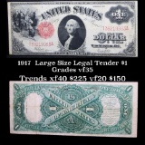 1917 Large Size Legal Tender $1 Grades vf++