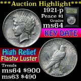 ***Auction Highlight*** 1921-p Peace Dollar $1 Graded Choice Unc by USCG (fc)