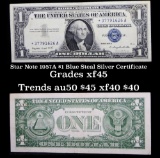 ***Star Note 1957A $1 Blue Seal Silver Certificate, Sigs Smith/Dillon Grades xf